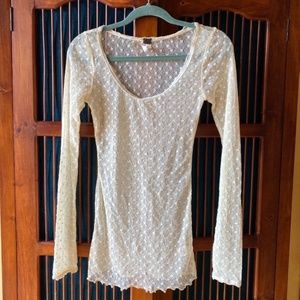 *Never Worn!* Free People Sheer Polka Dot Mesh Top - Sz XS